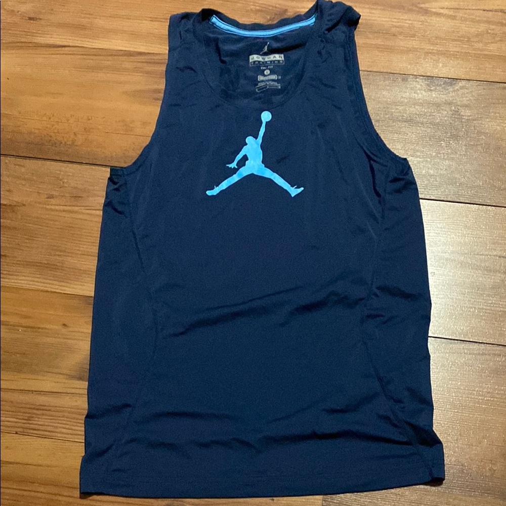 Jordan Navy Blue Tank Top with Light Blue Logo